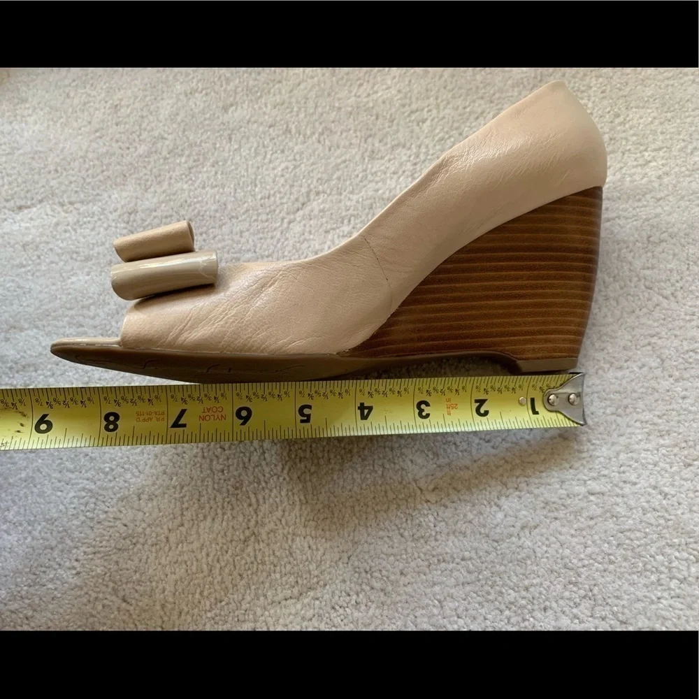 FRANCO SARTO bow peep toes wedges, the artist's collection, A-Hetty Cream 9.5